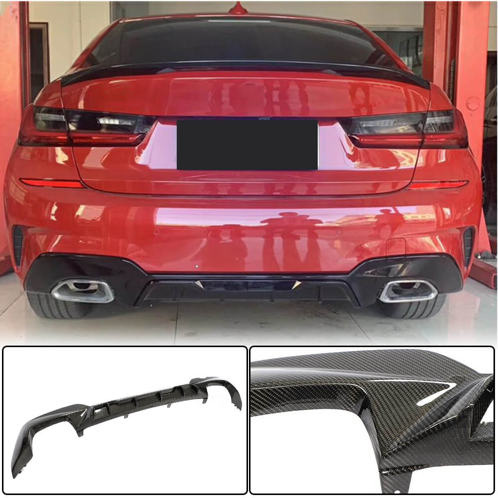 Rear Bumper Diffuser Carbon Fiber V4 (2019-2021, M-Sport) for BMW 3 series G20/21 2018- - image 1