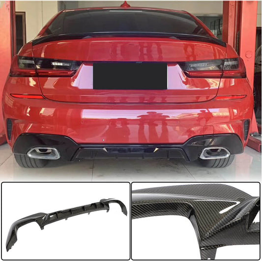 Rear Bumper Diffuser Carbon Fiber V4 (2019-2021, M-Sport) for BMW 3 series G20/21 2018- - image 1