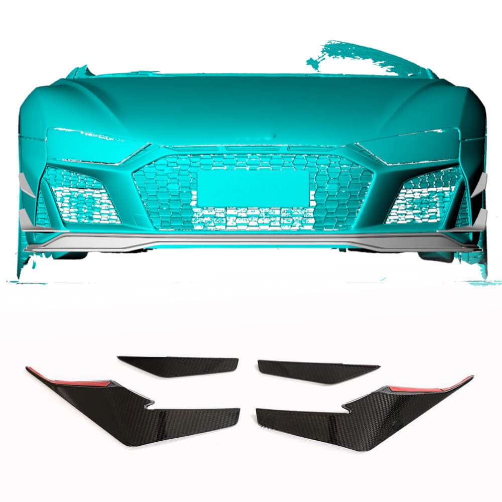 Front Bumper Fins Dry Carbon Fiber for Audi R8 2015- - image 1