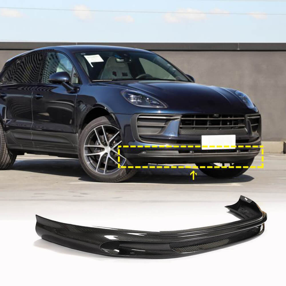 Front Bumper Lip Spoiler (2022+, Carbon) for Porsche Macan 2014-2024 - image 1
