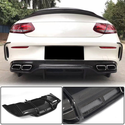 Rear bumper diffuser V2 (for coupe/cabriolet C63 AMG 2015-2019, Carbon) for Mercedes C-class W205 2014-2021 - image 1