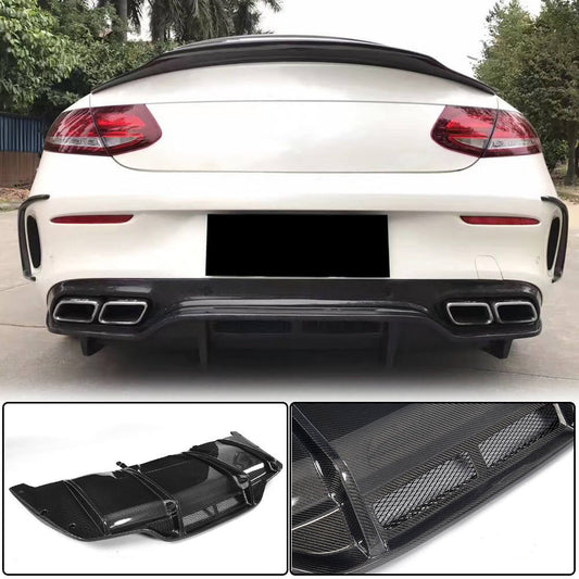 Rear bumper diffuser V2 (for coupe/cabriolet C63 AMG 2015-2019, Carbon) for Mercedes C-class W205 2014-2021 - image 1