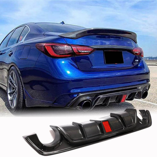 Rear Bumper Diffuser V3 (for Q50 Base/Sport 2018-2023, Carbon) for Infiniti Q50/Q60 2013-2024 - image 1