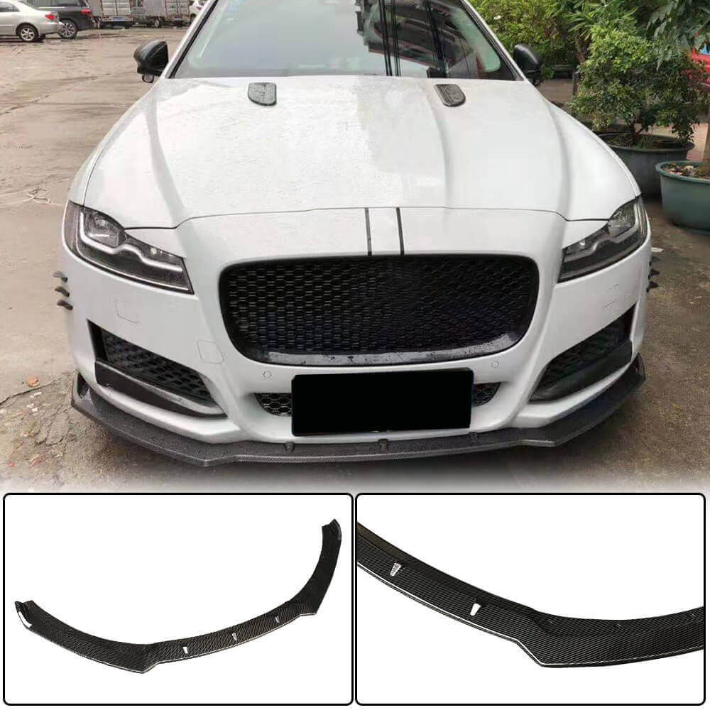 Front Bumper Lip Spoiler (2016-2020, Carbon) for Jaguar XF 2016- - image 1