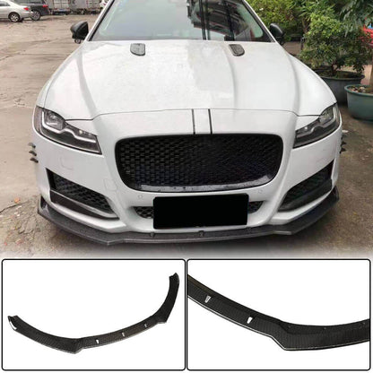 Front Bumper Lip Spoiler (2016-2020, Carbon) for Jaguar XF 2016- - image 1