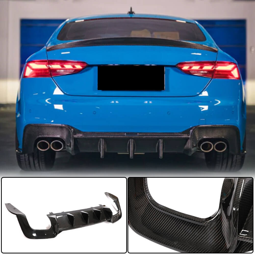 Rear bumper diffuser V1 (for S-Line 2021-2025, Carbon) for Audi A5 2016-2025 - image 1