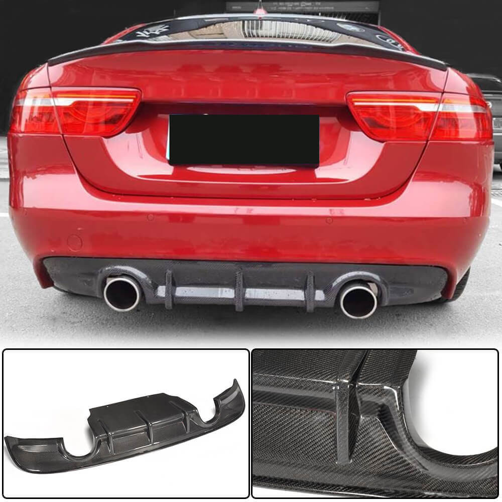 Rear Bumper Diffuser V2 (2015-2019, Carbon) for Jaguar XE 2016- - image 1