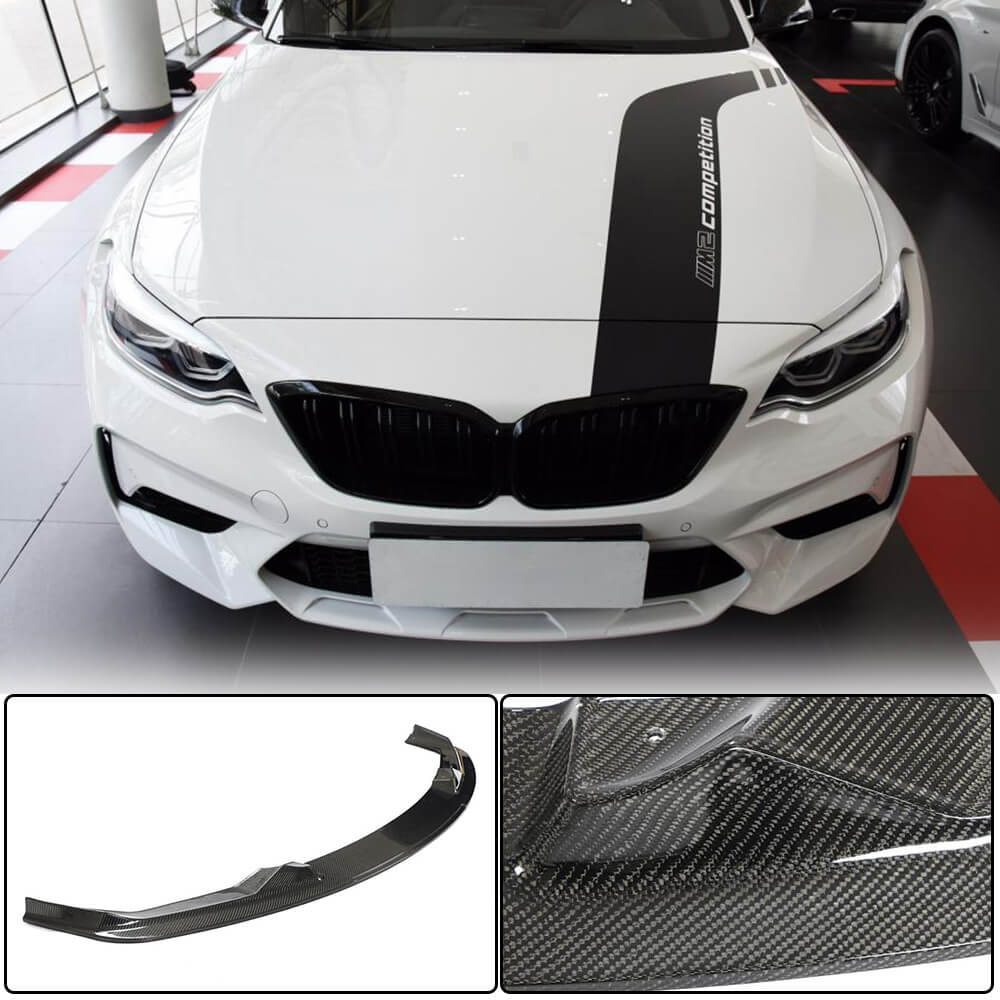 Front Bumper Lip V6 for F87 M2 Competition, Carbon for BMW 2 Series F22/F23 2014-2021 - image 1