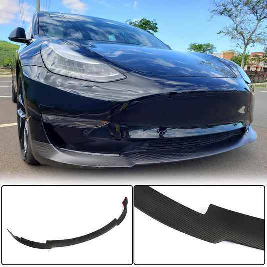 Front Bumper Lip V6 (2017-2023, Carbon) for Tesla Model 3 2017- - image 1