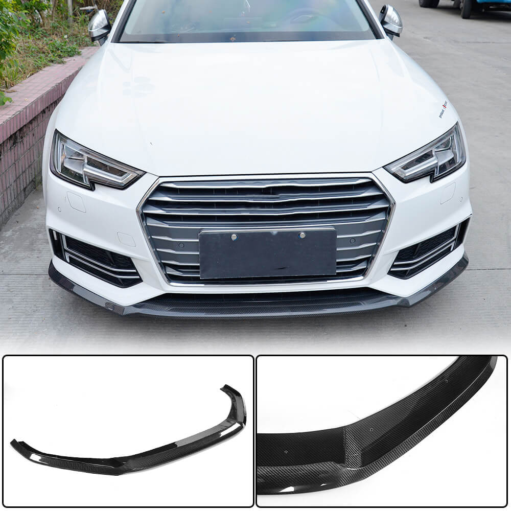 Front Bumper Lip V4 for S-Line SD 2015-2019 Carbon for Audi A4 B9 2015-2024 - image 1