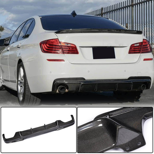 Rear Bumper Diffuser Carbon Fiber V5 (M-Sport) for BMW 5 series F-10/11/07 2010-2016 - image 1