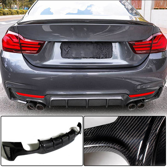 Rear Bumper Diffuser Carbon Fiber V1 (M-Sport) for BMW 4 series F-32 2012-2020 - image 1