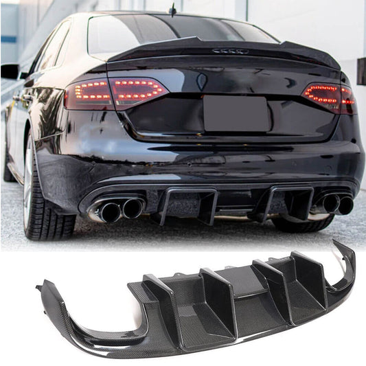 Rear Bumper Diffuser V2 (for S4 2009-2012, Carbon) for Audi A4 B8 2007-2015 - image 1