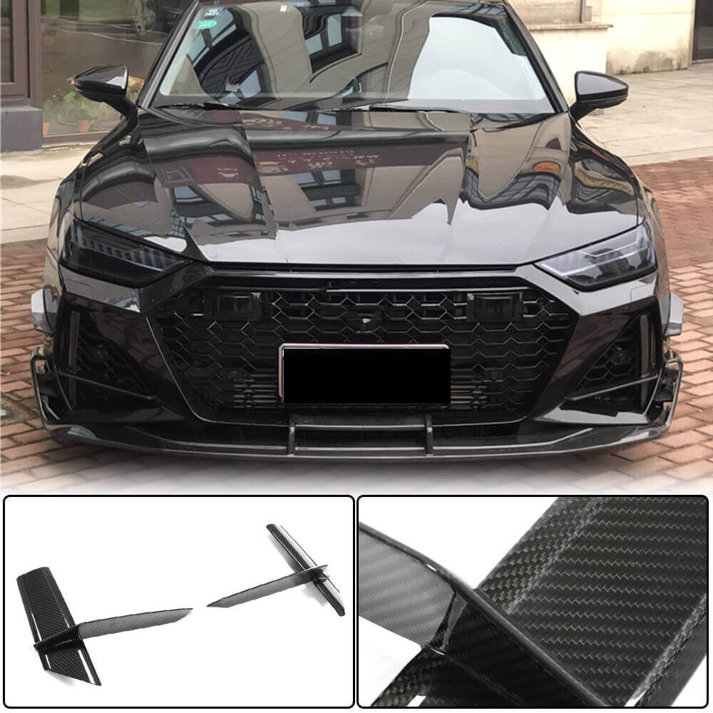 Front bumper air intake covers V1 (for RS7 2018-2022, Dry Carbon) for Audi A7 2018- - image 1