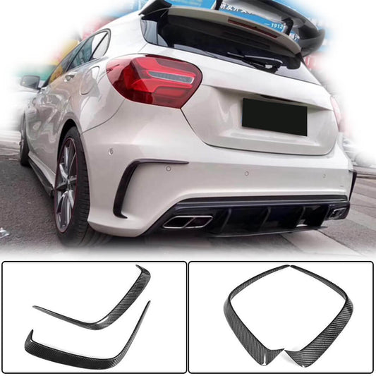 Covers on the rear bumper (for AMG-Line HB, Carbon) for Mercedes A-class W176 2012-2018 - image 1