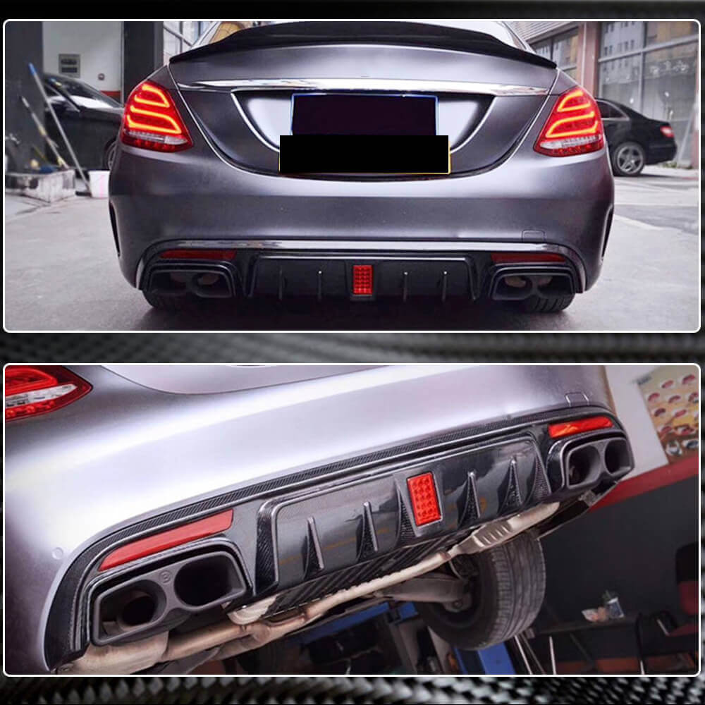 Rear Bumper Diffuser V2 for SD C43/C63 AMG 2015-2019 Carbon for Mercedes C-сlass W205 2014-2021 - image 1