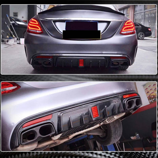 Rear Bumper Diffuser V2 for SD C43/C63 AMG 2015-2019 Carbon for Mercedes C-сlass W205 2014-2021 - image 1