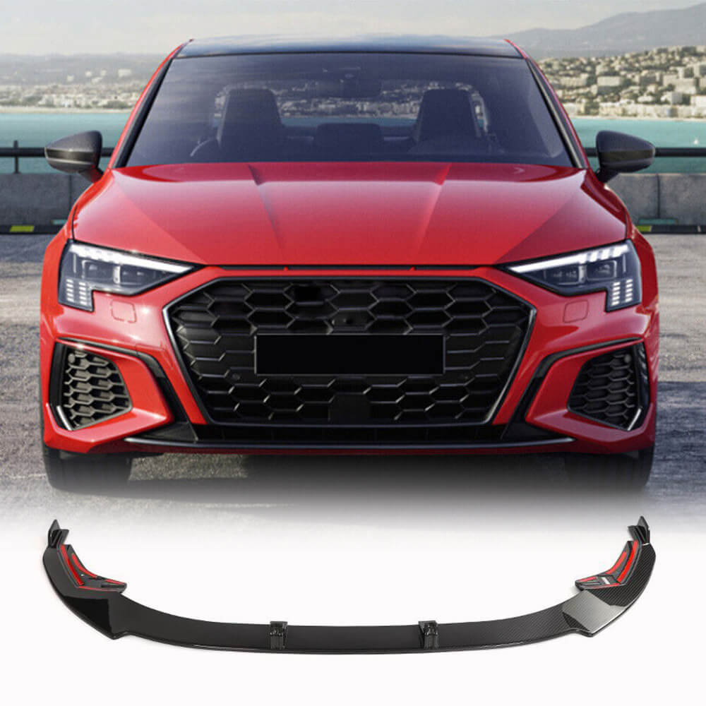 Front Bumper Lip Spoiler (for S-Line SD 2020-2023, Carbon) for Audi A3 2020- - image 1