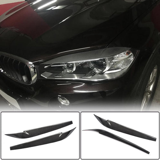 Headlight Eyebrows Lamp Eyelids Dry Carbon Fiber V2 for BMW X5 F-15 2013-2018 - image 1