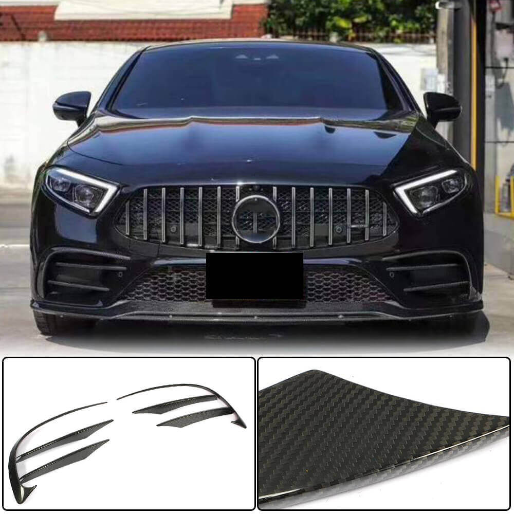 Front Bumper Extensions (for AMG-Line 2018-2020, Carbon) for Mercedes CLS C257 2018- - image 1