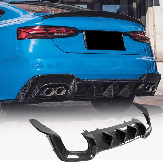 Rear Bumper Diffuser V2 (for S-Line 2021-2025, Carbon) for Audi A5 2016-2025 - image 1