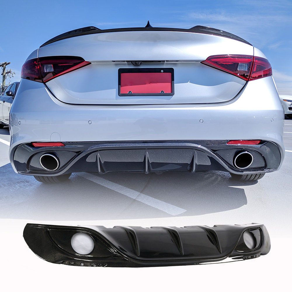 Rear Bumper Diffuser (for Sport, Carbon) for Alfa Romeo Giulia 2016-2022 - image 1