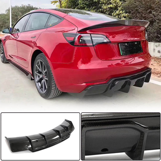 Rear Bumper Diffuser Carbon Fiber V4 (2016-2022) for Tesla Model 3 - image 1