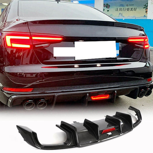 Rear bumper diffuser (for Base SD 2015-2019, Carbon) for Audi A4 B9 2015-2024 - image 1
