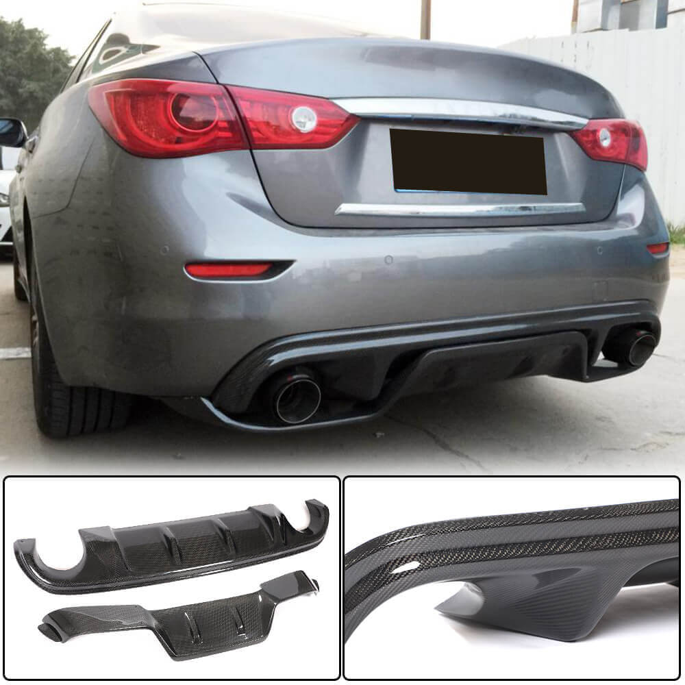 Rear Bumper Diffuser V3 for Q50 Base/Sport 2014-2017, Carbon for Infiniti Q50/Q60 2013-2024 - image 1