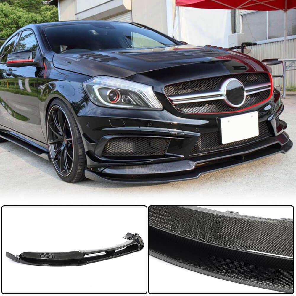 Front Bumper Lip V2 (for AMG-Line / A45 AMG HB 2013-2015, Carbon) for Mercedes A-сlass W176 2012-2018 - image 1