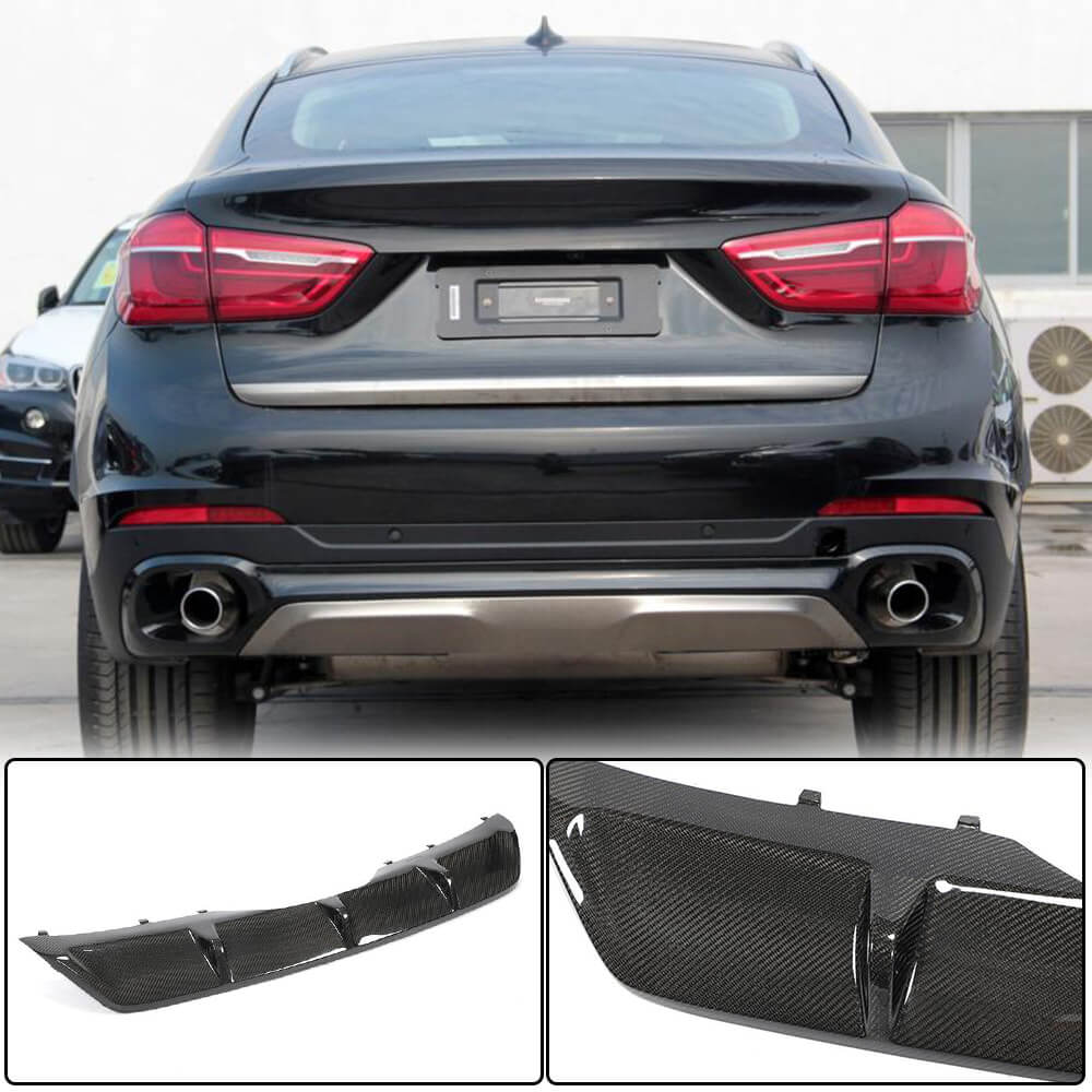 Rear Bumper Diffuser V1 (for Base, Carbon) for BMW X6 F16 2014-2019 - image 1