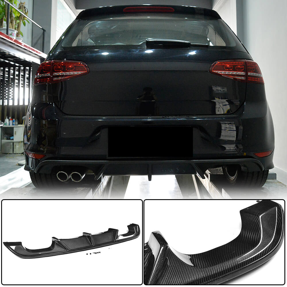 Rear Bumper Diffuser (for R/R-Line HB 2012-2017, Carbon) for Volkswagen Golf 7/E-Golf 2012-2020 - image 1