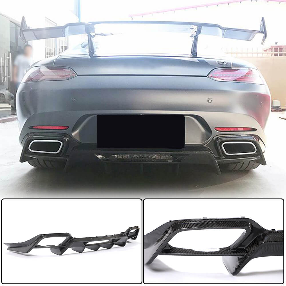 Rear Bumper Diffuser (for 2015-2017, Carbon) for Mercedes AMG GT C190/R190 2014-2022 - image 1