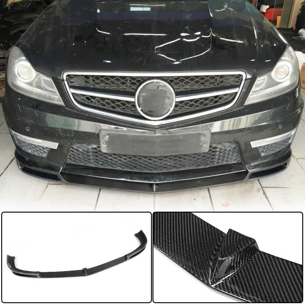 Front Bumper Lip V1 for AMG 2012-2014 Carbon for Mercedes C-class W204 2007-2015 - image 1