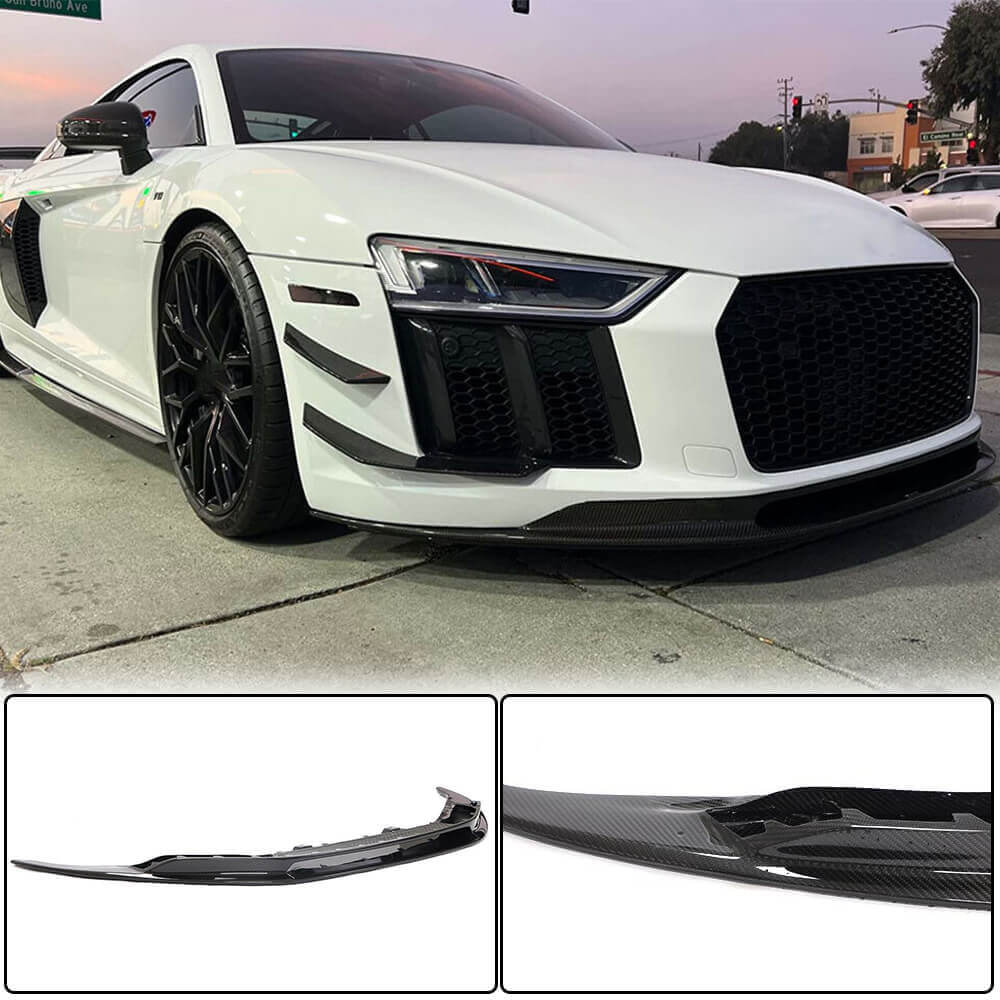 Front Bumper Lip V2 (2015-2020, Carbon) for Audi R8 2015- - image 1