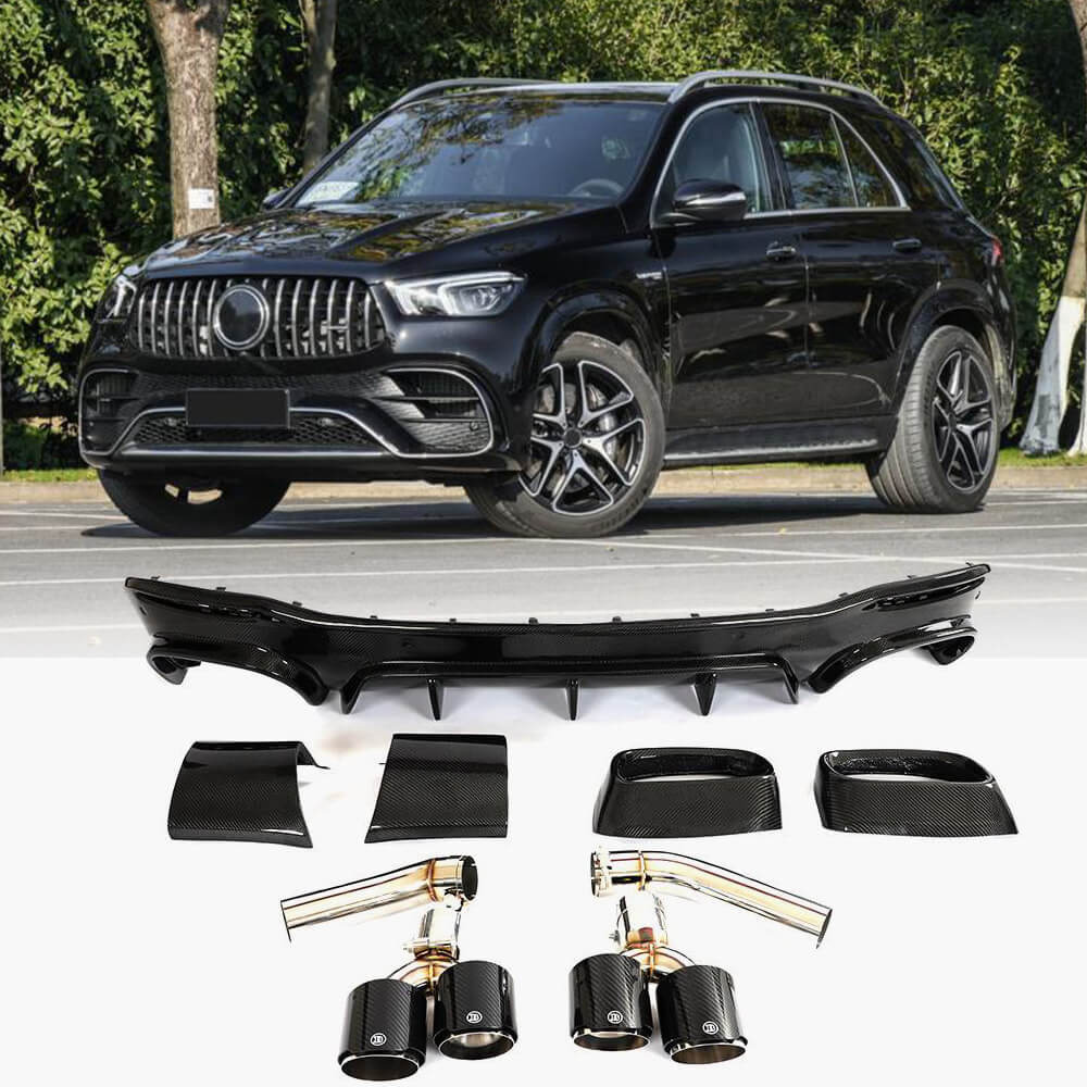 Rear bumper diffuser (for GLE63 AMG 2019-2023, Carbon) for Mercedes GLE W167 - image 1