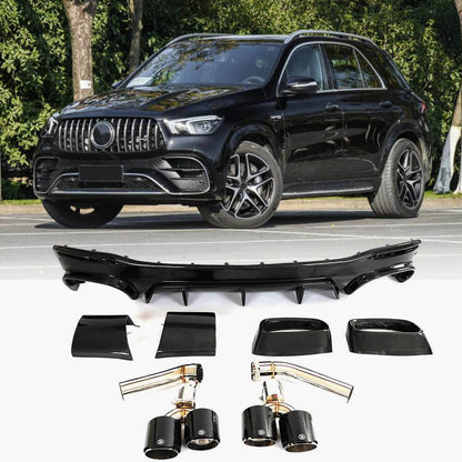 Rear bumper diffuser (for GLE63 AMG 2019-2023, Carbon) for Mercedes GLE W167 - image 1
