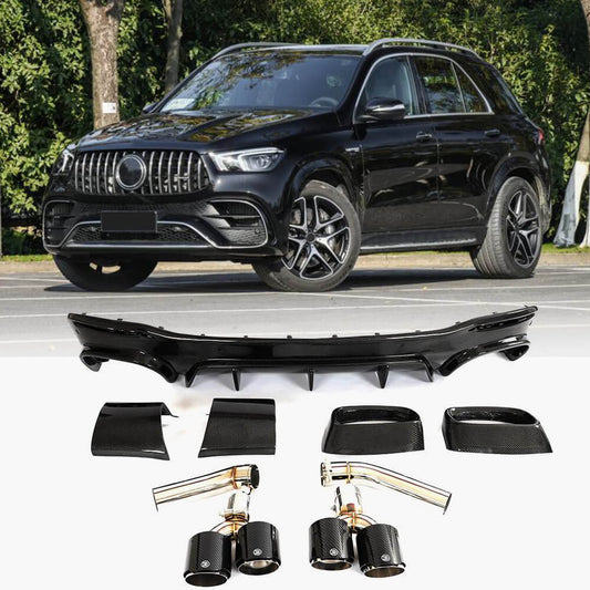 Rear bumper diffuser (for GLE63 AMG 2019-2023, Carbon) for Mercedes GLE W167 - image 1