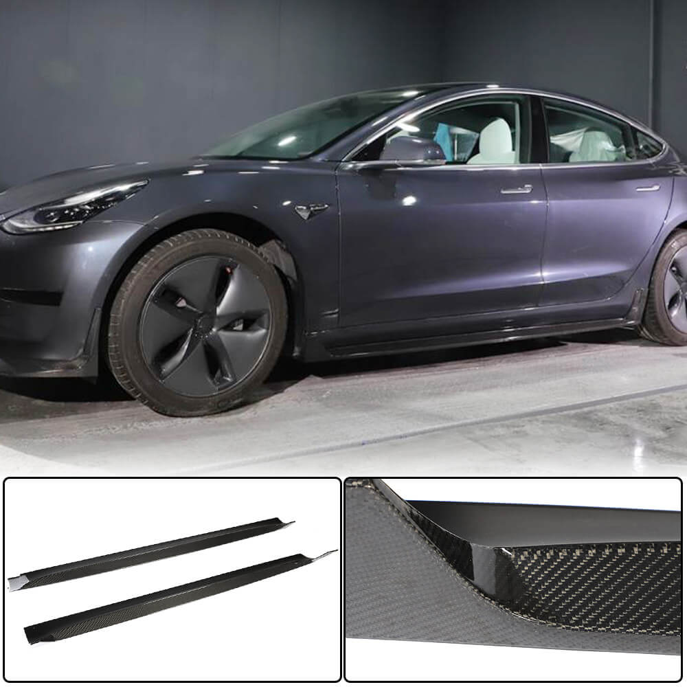 Door Sill Covers V4 (2017-2023, Carbon) for Tesla Model 3 2017- - image 1