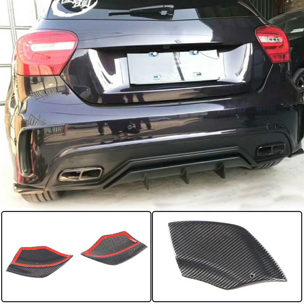 Rear Bumper Flap Covers (for AMG-Line / A45 AMG HB, Carbon) for Mercedes A-сlass W176 2012-2018 - image 1