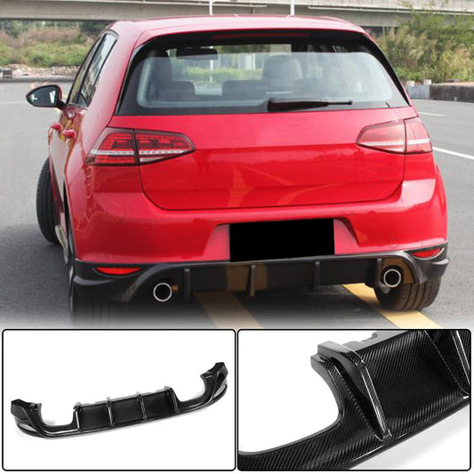 Rear Bumper Diffuser V2 (for Base/GTI HB 2012-2017, Carbon) for Volkswagen Golf 7/E-Golf 2012-2020 - image 1