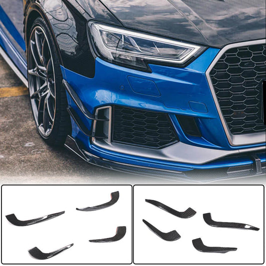 Front bumper extensions V2 (for RS3 SD 2017-2020, Carbon) for Audi A3 2012-2020 - image 1