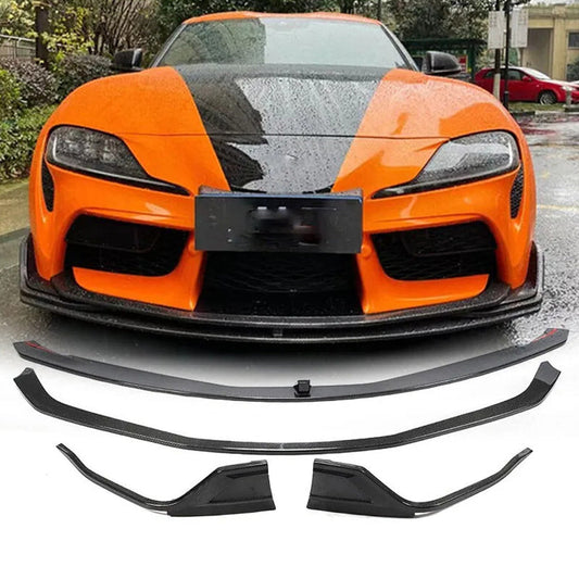 Cover on the front bumper Lip V2 (Carbon) for Toyota Supra 2019- - image 1