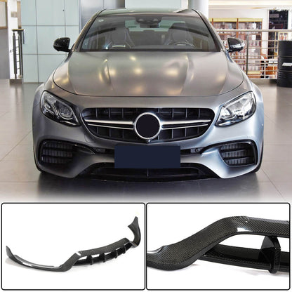 Front Bumper Lip V2 for E63 AMG 2016-2019 Carbon for Mercedes E-сlass W213 2016-2023 - image 1