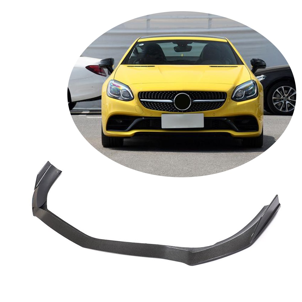 Front Bumper Lip Spoiler (for Base 2016-2020, Carbon) for Mercedes SLK R172 2011-2016 - image 1