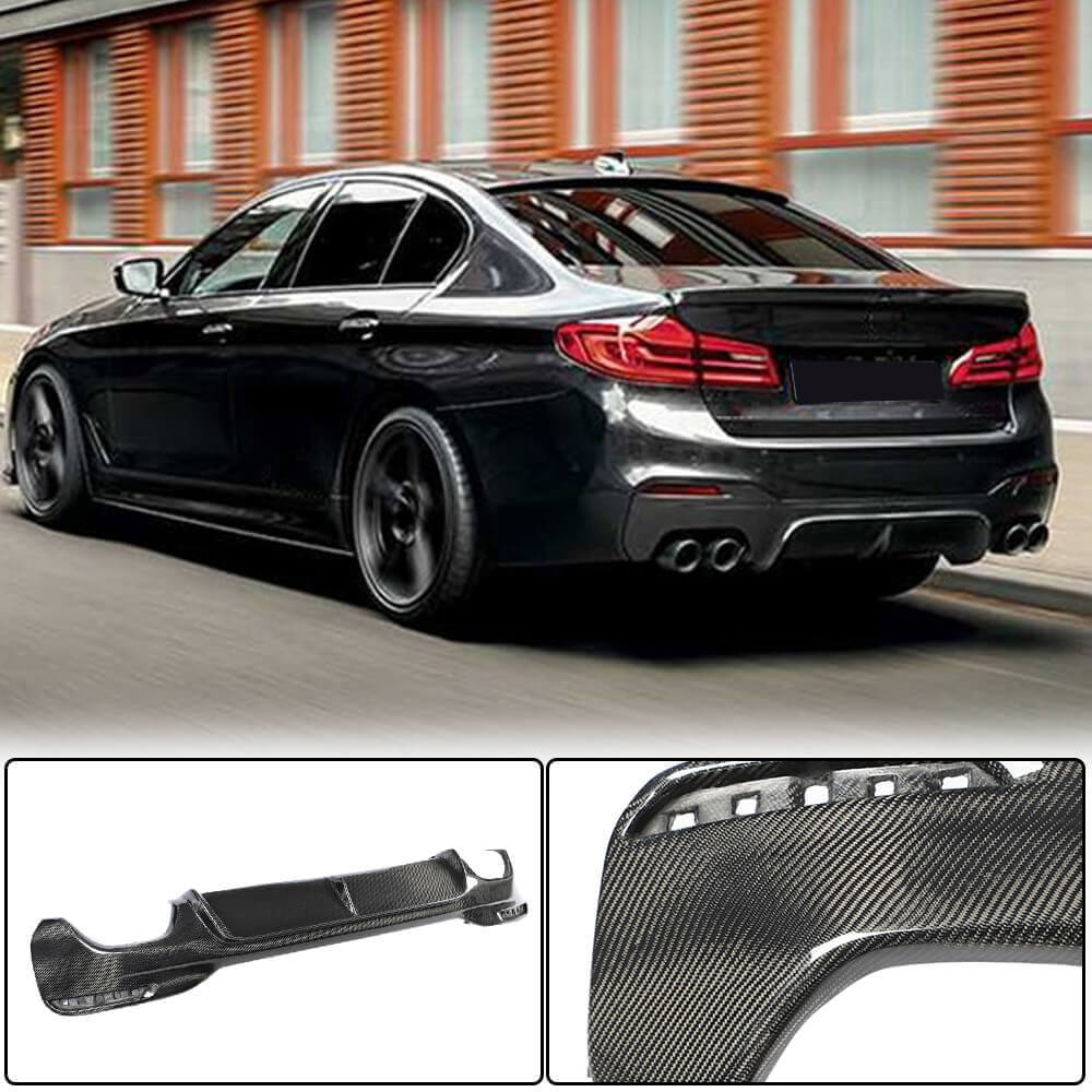 Rear Bumper Diffuser Carbon Fiber V1 (2017-2020, M-Sport) for BMW 5 Series G30/31 2017-2023 - image 1