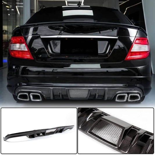 Rear Bumper Diffuser V4 (for AMG SD 2008-2011, Carbon) for Mercedes C-class W204 2007-2015 - image 1