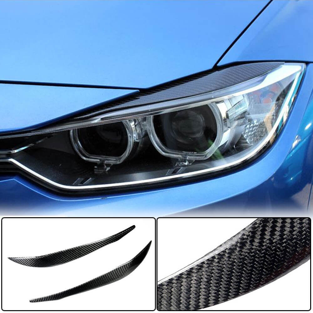 Headlight Eyelashes Carbon V2 for BMW 3 series F-30/31/34 2012-2019 - image 1
