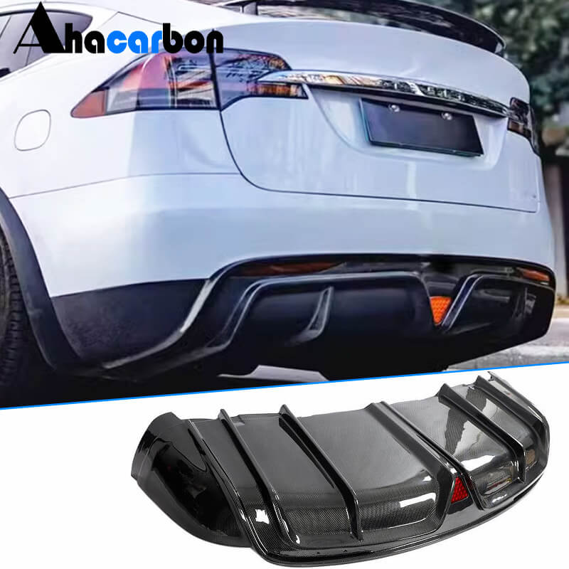 Rear Bumper Diffuser Carbon Fiber (for Plaid 2022-2024) for Tesla Model X - image 1