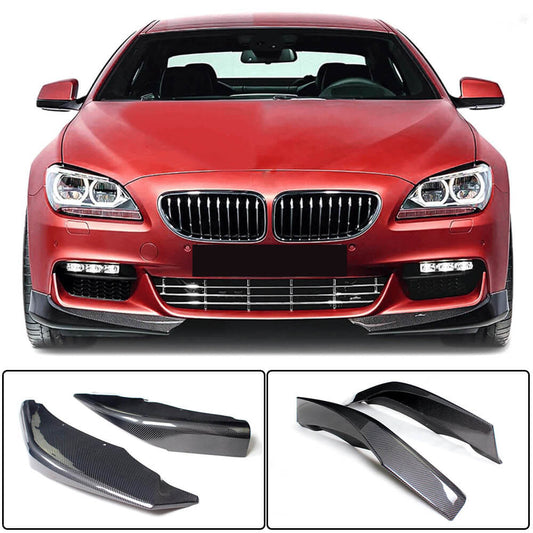 Front Bumper Splitters Carbon Fiber V1 (for M-Sport) for BMW 6 F12/F13/F06 2011-2015 - image 1